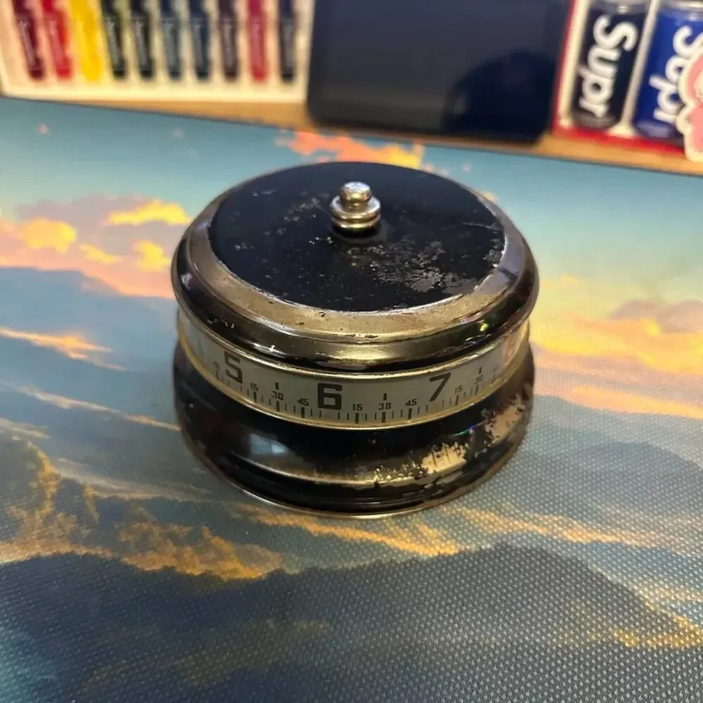 Vintage Made In Usa Wind Up Lux Tape Measure Rotary Clock Working